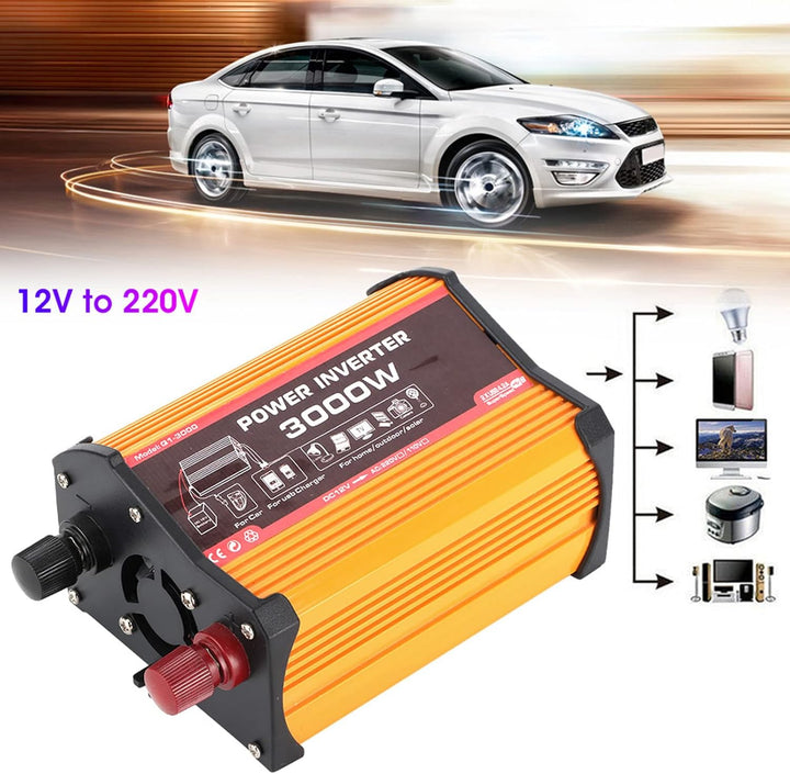 Qiilu Auto-Wechselrichter, Dual USB 300W Auto-Wechselrichter Auto-Stromrichter Modifizierter Sinusad