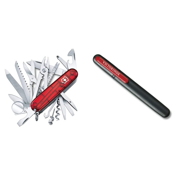 Victorinox Taschenmesser Swiss Champ (33 Funktionen: Metallfeile, Mini-Schraubendreher) rot Rot Tran