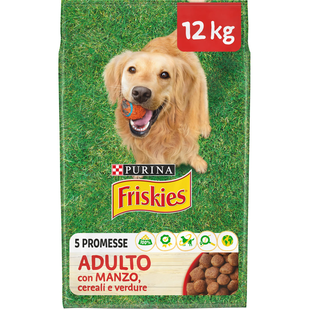 Purina Friskies Hundekroketten für Erwachsene, mit Rind, Getreide und Gemüse, 12 kg, 12 kg