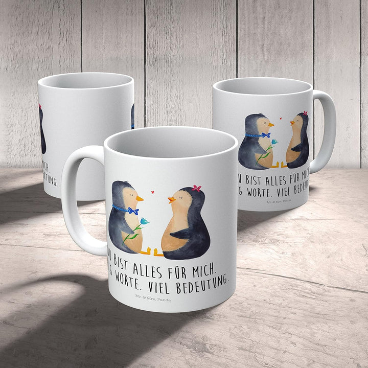 Mr. & Mrs. Panda Pott Pinguin Pärchen - Geschenk, Hochzeit, Plastikbecher, Kunststoffbecher, Kindert