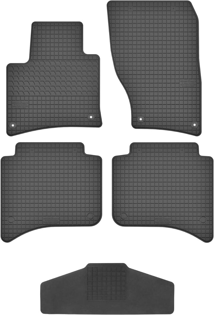 Fussmatten Vorne, Hinten + Tunnel Matte 5er Set für VW Touareg 2 2010-2018 7P Gummi Gummimatten Vorn