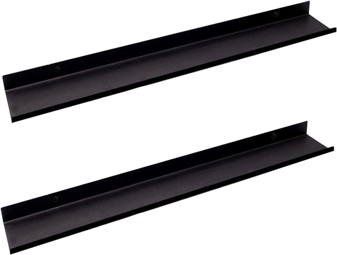 MILUKA Wandregal Schwarz Metall | 2er Set Regal Wand 70 cm Long | Wandboards, Für Dekos, Bilderrahme