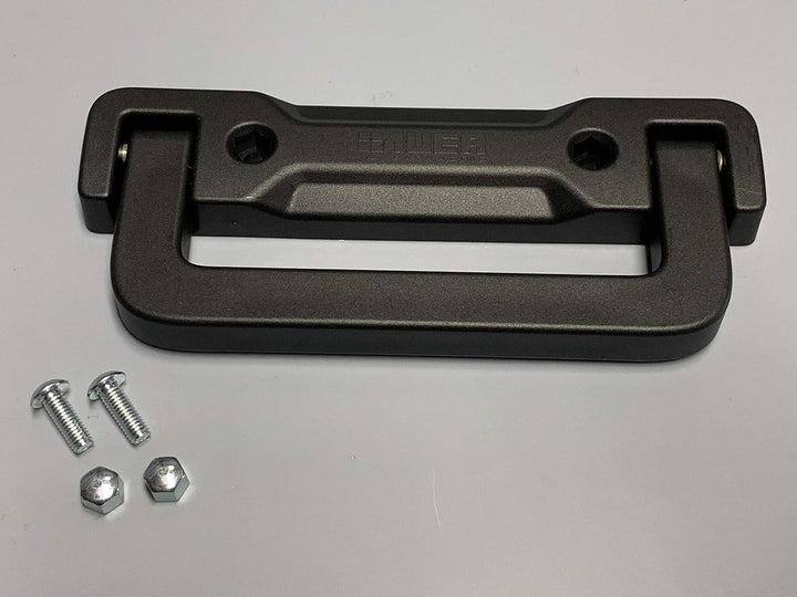 Auer Packaging 4x Kunststoff Klappgriff 16x6,3x1,5cm schwarz selbstfedernd * Griff für Eurobehälter,