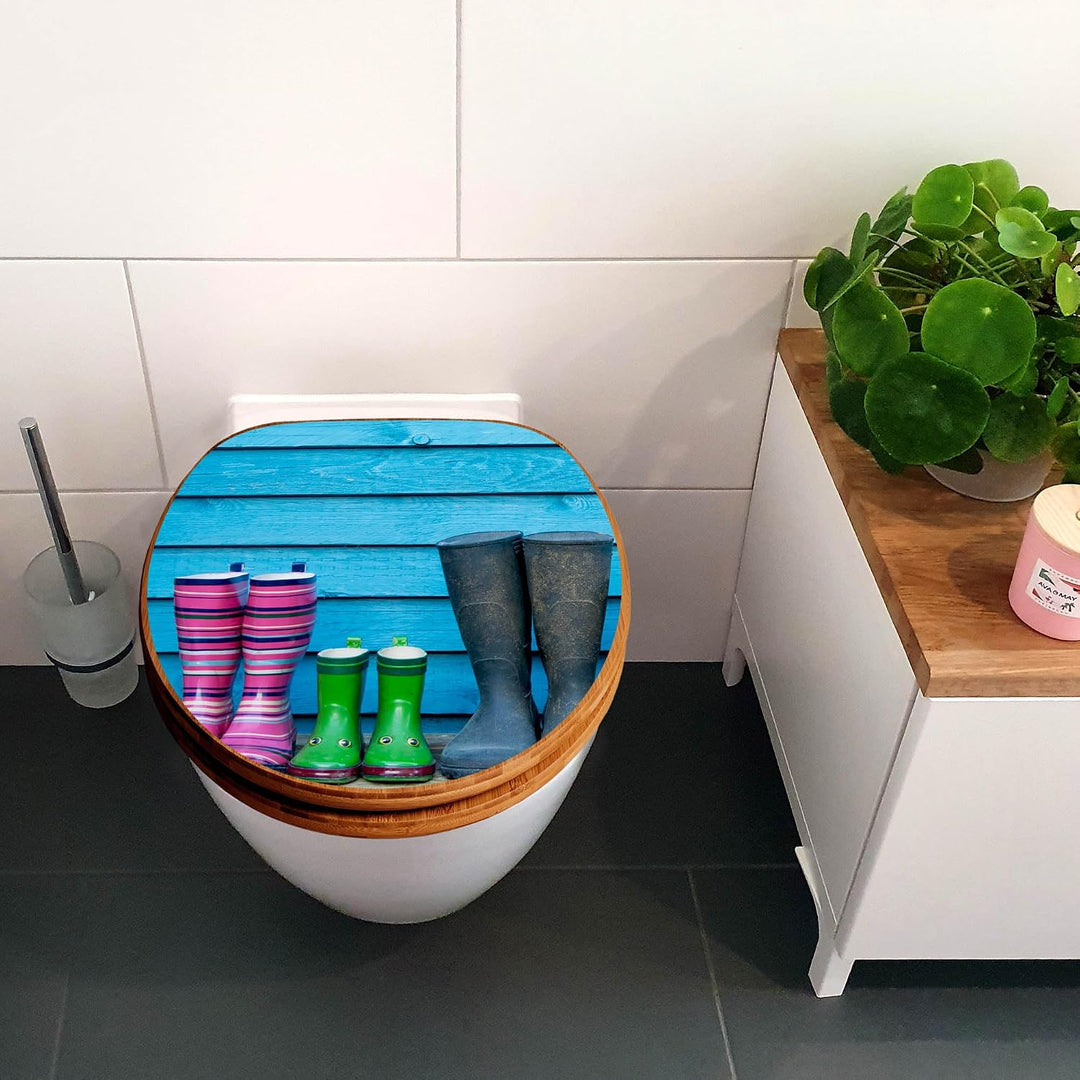 banjado Design WC Sitz Bambus Absenkautomatik 45,8x37,5cm - Toilettendeckel mit Absenkautomatik Holz