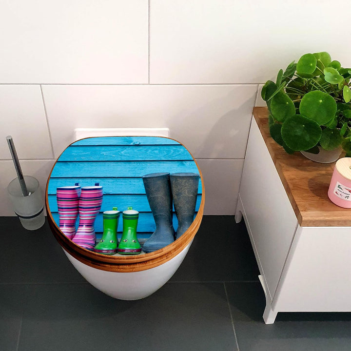 banjado Design WC Sitz Bambus Absenkautomatik 45,8x37,5cm - Toilettendeckel mit Absenkautomatik Holz