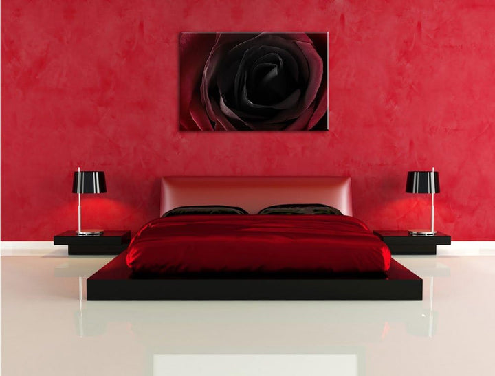 Rote Rose Schwarz/Weiss, Format: 100x70 auf Leinwand, XXL riesige Bilder fertig gerahmt mit Keilrahm