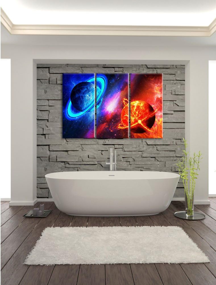 Pixxprint Ausgleich im Weltall 3-Teiler Leinwandbild 120x80 Bild auf Leinwand, XXL