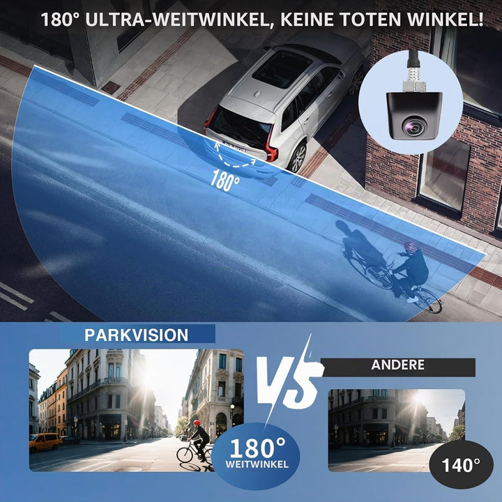 PARKVISION Rückfahrkamera für Auto Robustes Metallgehäuse 1080P HD Backup Kamera, 180° Weitwinkel-Rü