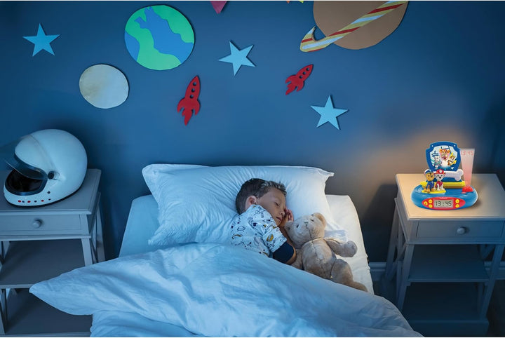Lexibook, Paw Patrol, Projektorwecker für Kinder, Nachtlicht und Zeitprojektion an die Decke, Sounde