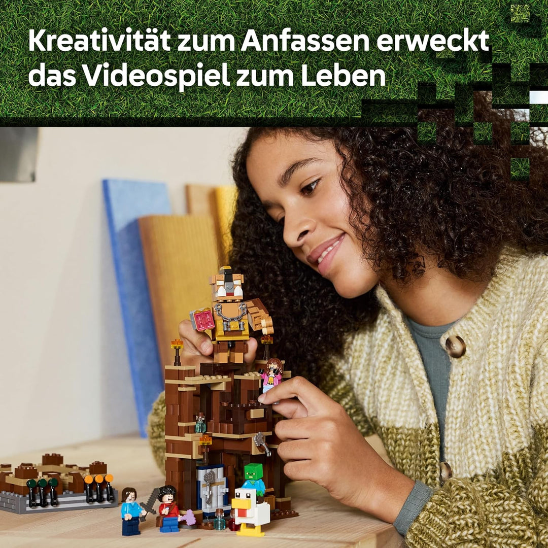 LEGO Minecraft Waldanwesen mit Boxring - Interaktives Gaming Spielzeug- Baby-Zombie, Steve, Garret u