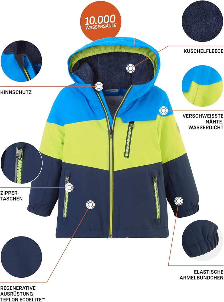 Killtec Unisex Fisw 3 Mns Ski Jckt Skijacke/Funktionsjacke mit Kapuze und Schneefang 74-80 neon blue