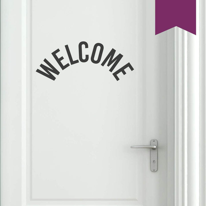 WC Türaufkleber - Welcome (Rundbogen) - 80 x 32 cm - Aubergine - Wähle aus 4 Grössen & 35 Farben 80