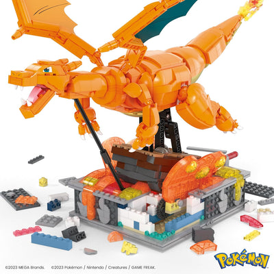 MEGA Pokémon Actionfigur Bauspielzeug für Erwachsene, zusammenbaubares, bewegliches Glurak mit 1664