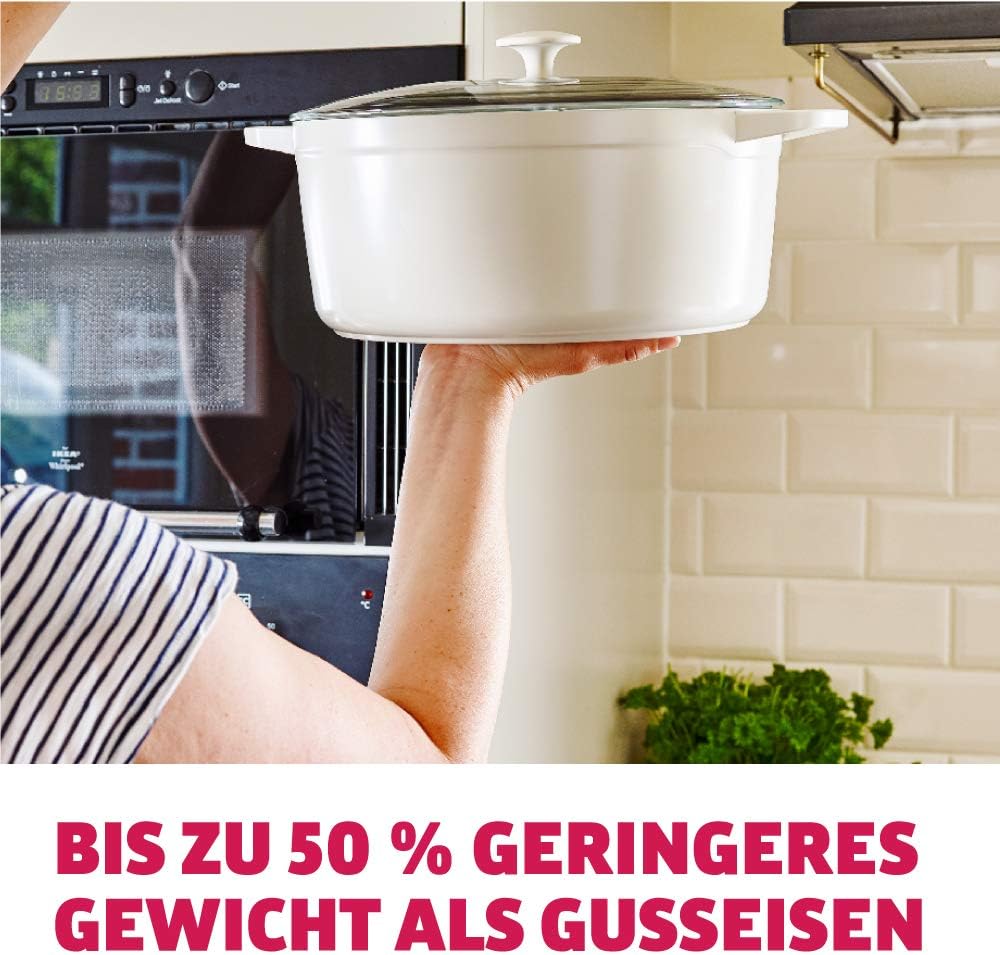 Kitchen Stories Simmerpro 28cm / 6.6L Schmortopf mit gehärteter Glasdeckel mit Selbstbefeuchtungssys