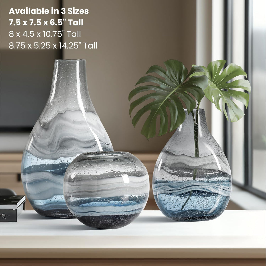 Torre & Tagus Andrea Handgefertigte Vase aus Glas mit Wirbel, für Heimdekoration, Wohnzimmer, Tafela