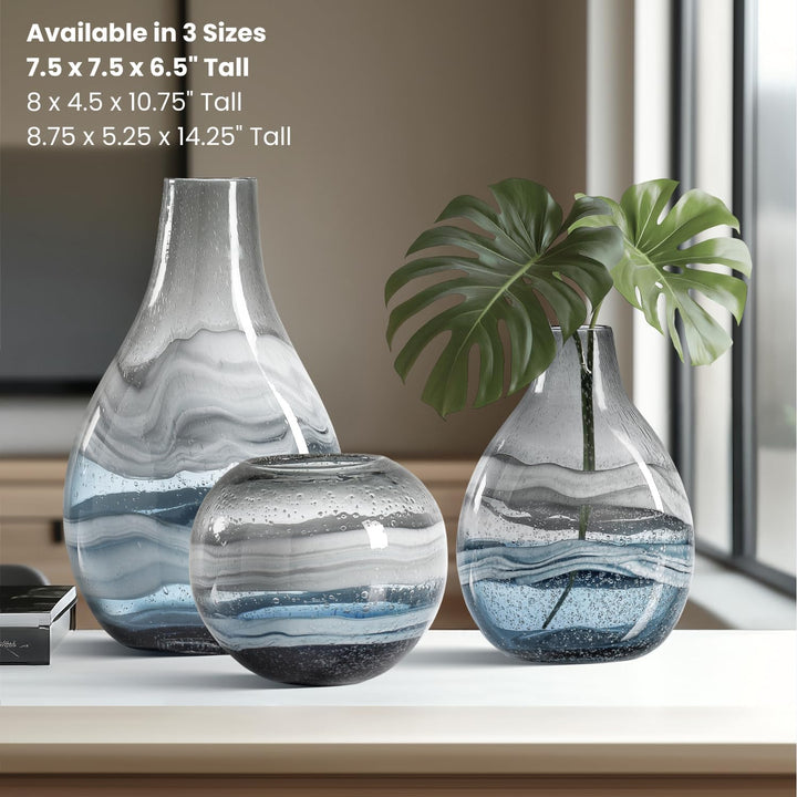 Torre & Tagus Andrea Handgefertigte Vase aus Glas mit Wirbel, für Heimdekoration, Wohnzimmer, Tafela