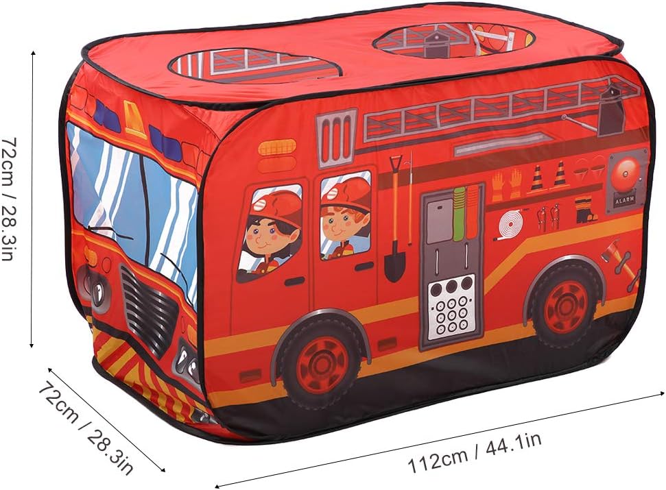 JTLB Faltbares Spielzelt Kinder mit Eiswagenthemen, Polizeibus und Feuerwehrauto interaktive Spiele