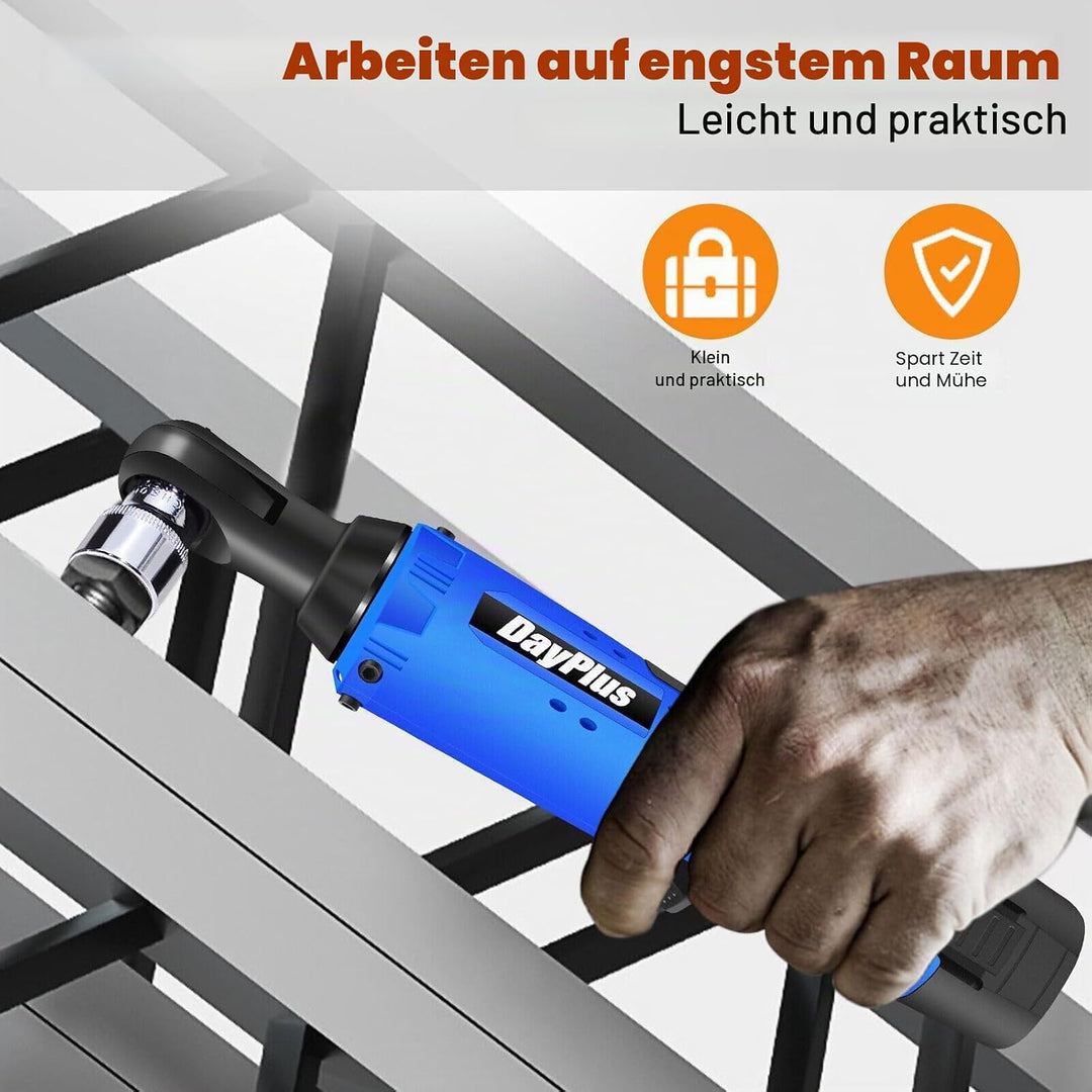 DayPlus 12V Akku-elektrischer Ratschenschlüssel Set mit 2 x 1.5Ah Li-Ionen Batterien und Schnelllade