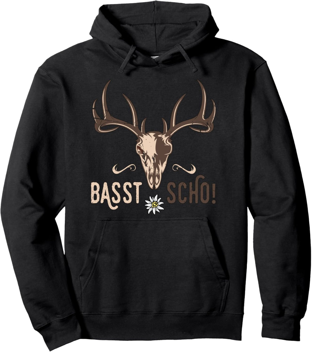 Basst Scho Hirsch Damen Trachtenshirt Herren Pullover Hoodie