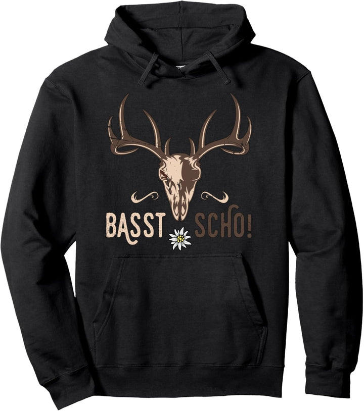 Basst Scho Hirsch Damen Trachtenshirt Herren Pullover Hoodie