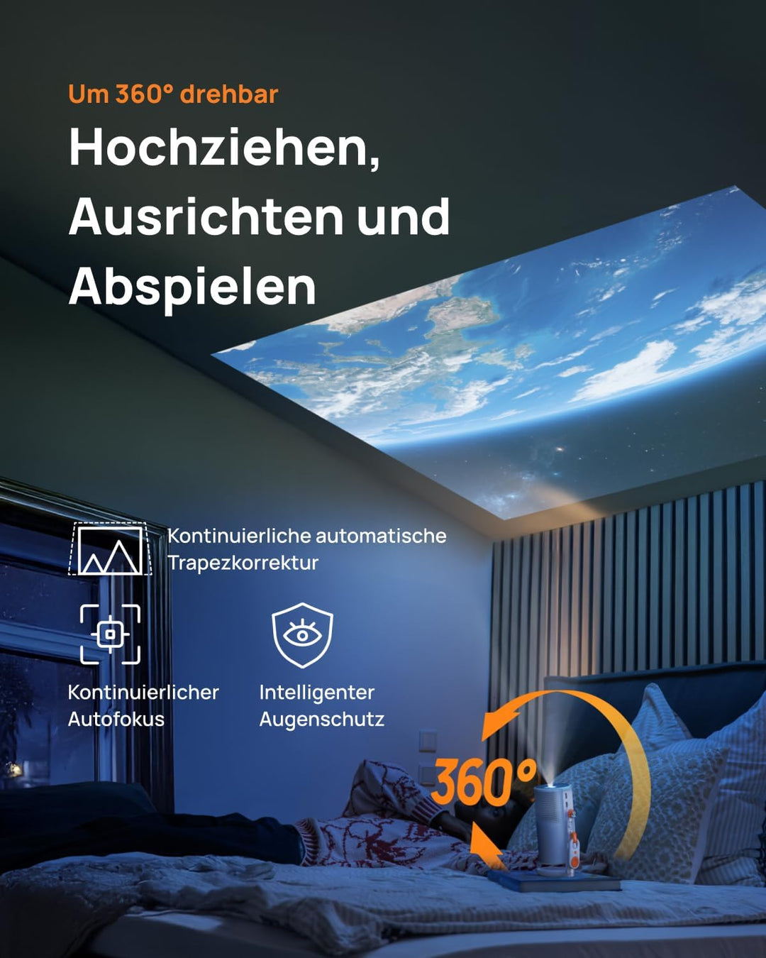 XGIMI MoGo 4 Laser Mini Beamer Set mit Akku – Smart Outdoor Heimkino mit PowerBase-Ständer, 5h Laufz