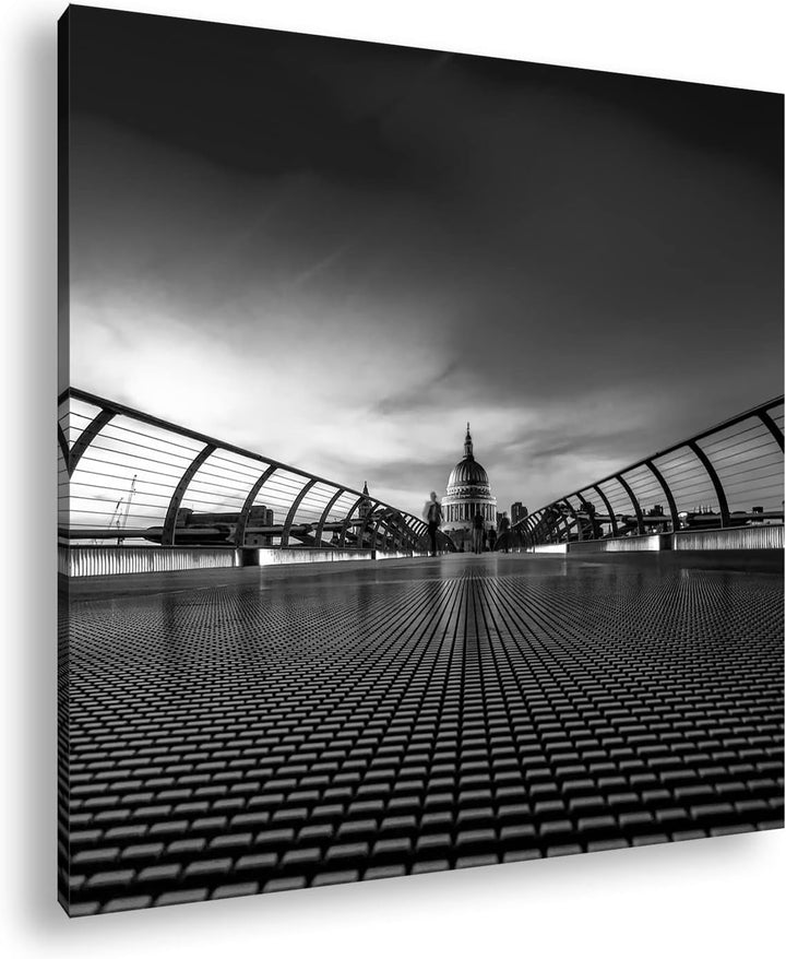 Dämmerung im historichen London Effekt: Schwarz&Weiss, Format: 60x60 als Leinwandbild, Motiv fertig
