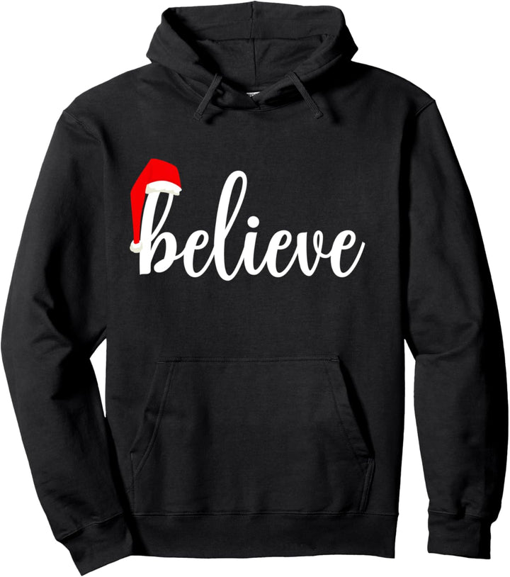 Believe Funny Christmas Pyjamas Pullover Hoodie