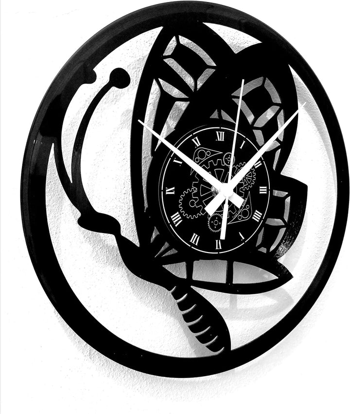 Instant Karma Clocks Vinyl Schallplattenuhr Schmetterlinge Motiv Butterfly Animal Housewarming Gesch