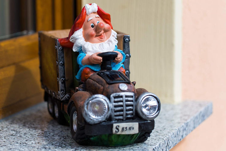 Birendy Figur, Zwerg, NF15177-1 Gartenzwerg Gartendekoration Gartenwichtel mit Solarlampe als Schein