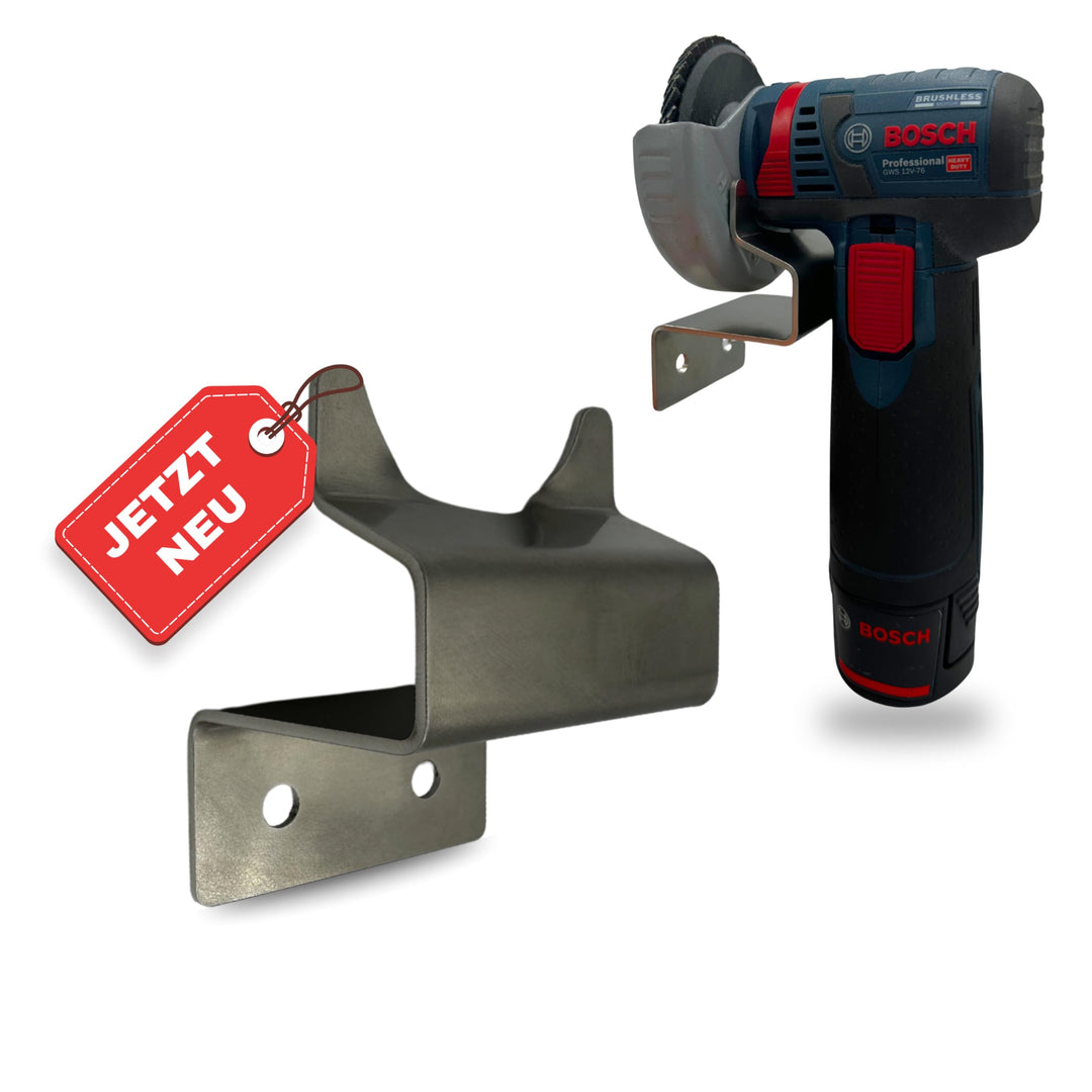 Edelstahl Wandhalterung passend für Bosch GWS 12V-76 | Robust und Stabil | Perfekte Passform | Made