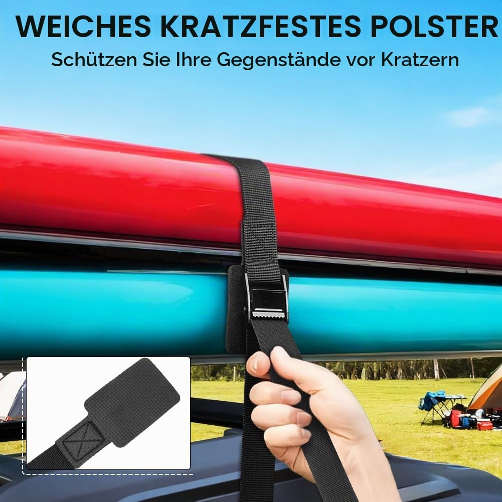 URAQT Spanngurt Befestigungsgurt, 4 x 250kg 1M sRatschenspanngurt Breite 25mm Zurrgurt mit Gepolster