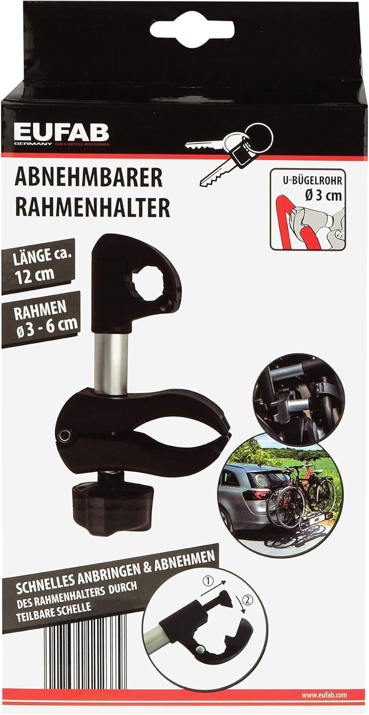 EUFAB 11237 Rahmenhalter kurz, abschliessbar, für U-Bügelrohr: Ø 3,0 cm, 12 cm Länge 12 cm Länge; Ø