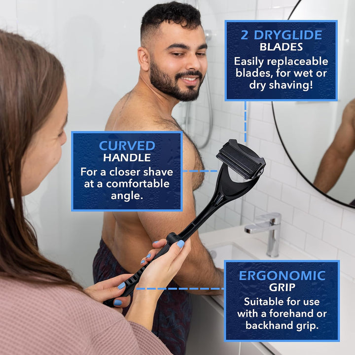 baKblade 2.0 Plus Rückenrasierer Herren - Ergonomischer Rückenhaarentferner für Männer - Brust &amp; Rüc