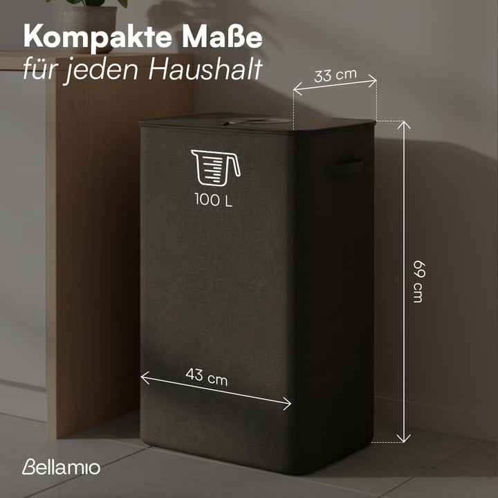 Bellamio Sur Pfandflaschen Sammelbehälter 100L mit Deckel – Flaschensammler Leergut Anthrazit – Pfan