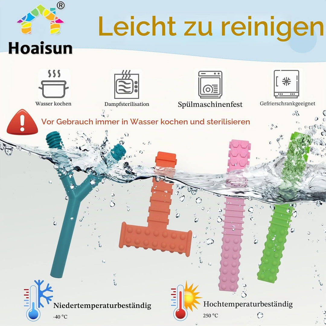 Sensorische Kautuben für Autistische Kinder，4er-Pack Silikon-Kauspielzeug für Kinder mit Autismus, A