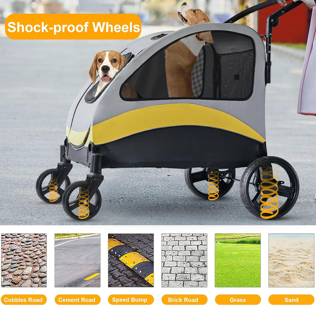 BingoPaw Schwerlast Hundebuggy für Hunde: 2 in 1 Hundewagen mit abnehmbar Trennwand für 2 kleine ode