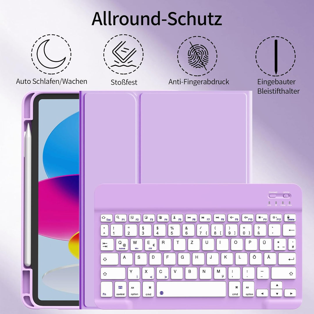 Tastatur Hülle für iPad 11. Generation 2025 A16, iPad 10. Generation 2022 10,9 Zoll, Weiche TPU Hüll