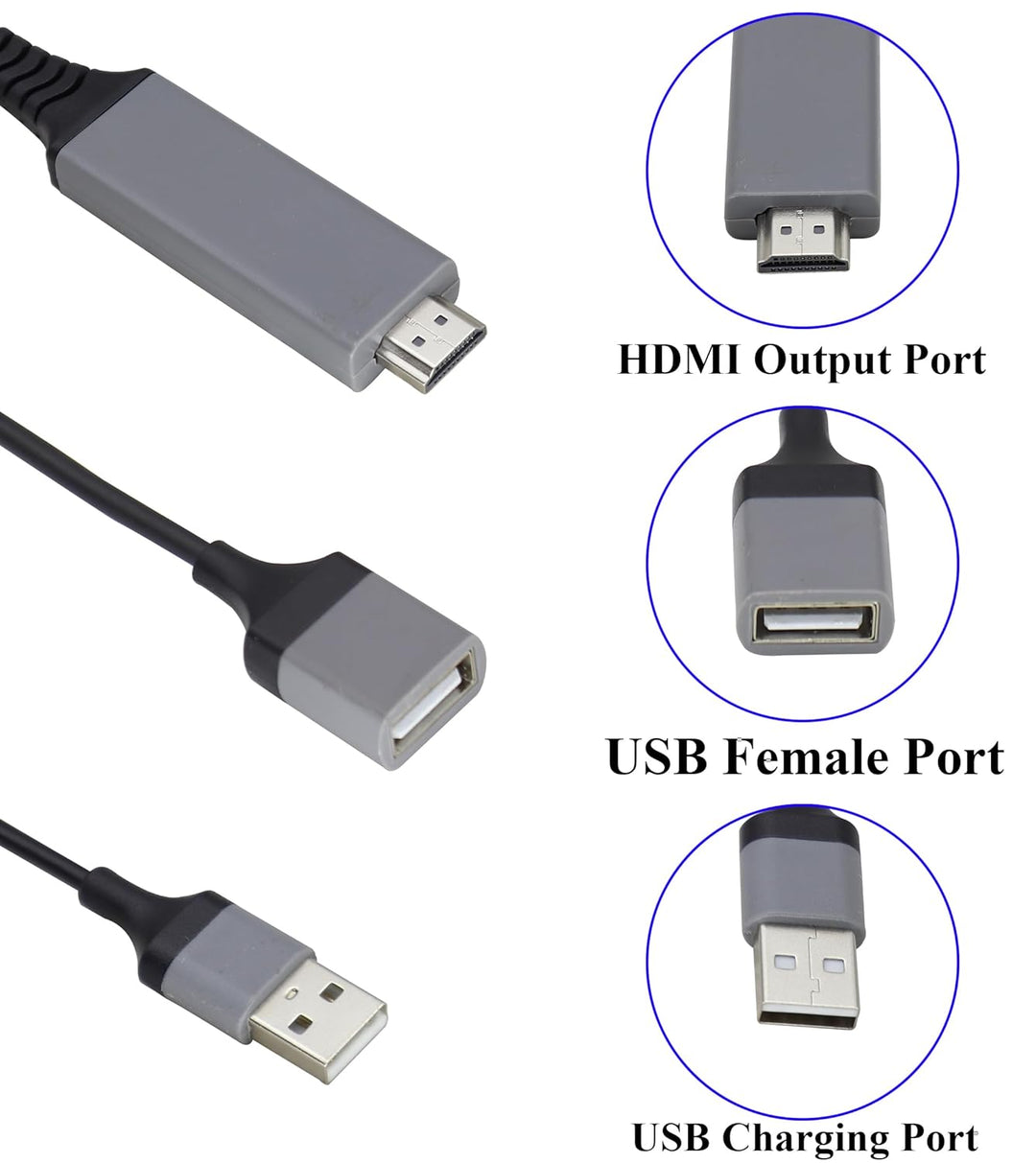 zdyCGTime Telefon und Tablet 1080P HDTV Spiegelkabel 2 in 1, HD HDMI Stecker zu 2 USB Buchse/Stecker