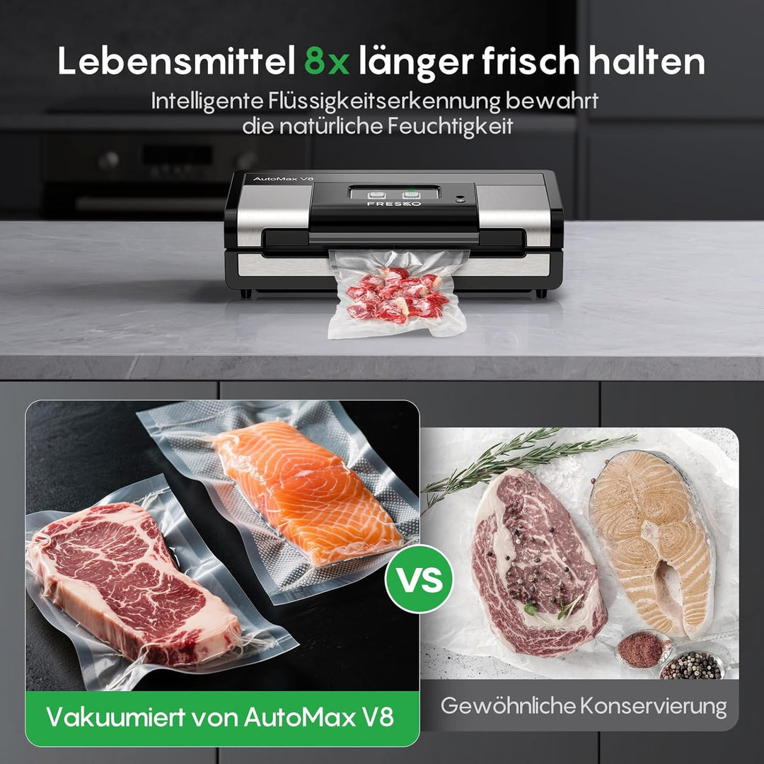 FRESKO Automatische Vakuumiergerät, Absaugleistung 18 L/Min, Einhand-Bedienung Vakuumierer, Trocken/