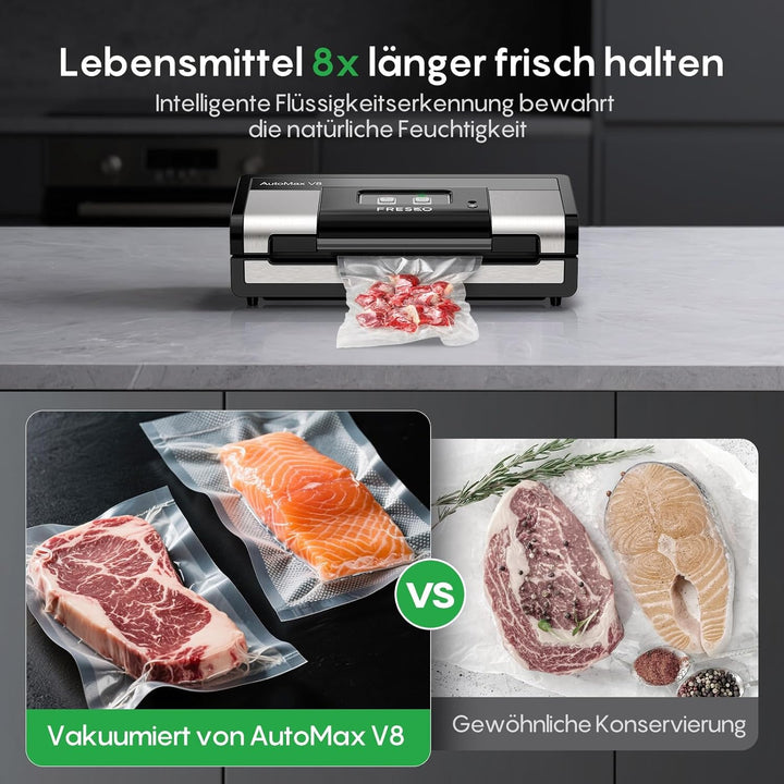 FRESKO Automatische Vakuumiergerät, Absaugleistung 18 L/Min, Einhand-Bedienung Vakuumierer, Trocken/