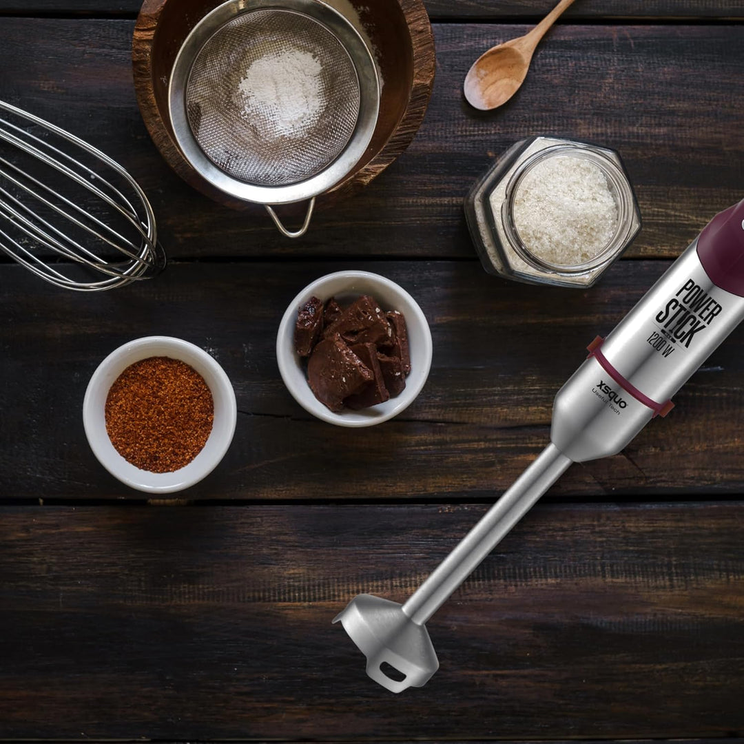 XSQUO Useful Tech Handmixer, maximale Leistung 1200 W, Batimatic Power Stick Plus, Silikon, Edelstah