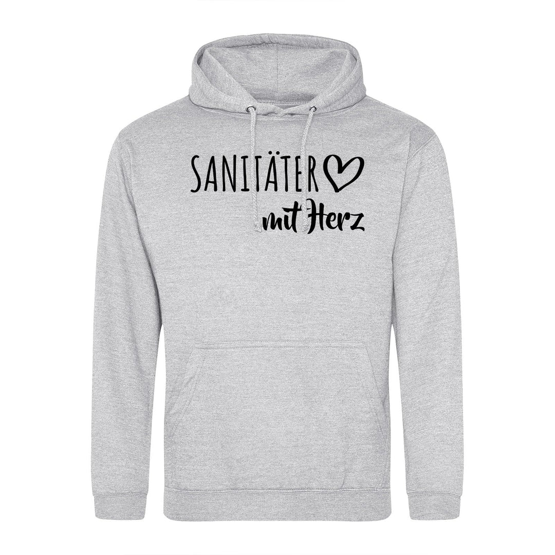 huuraa Unisex Hoodie Sanitäter mit Herz Pullover Vegan Grösse 3XL Heather Grey mit Motiv für die tol