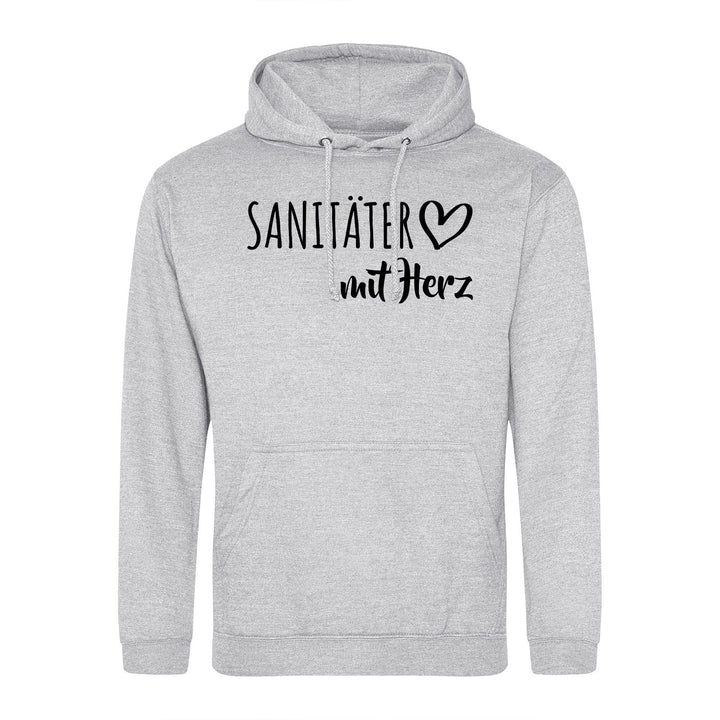 huuraa Unisex Hoodie Sanitäter mit Herz Pullover Vegan Grösse 3XL Heather Grey mit Motiv für die tol
