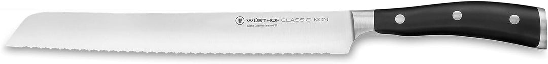 WÜSTHOF Classic Ikon Kochmesser 20 cm, Schwarz & Classic Ikon Brotmesser 23 cm Schwarz 20 cm Bundle
