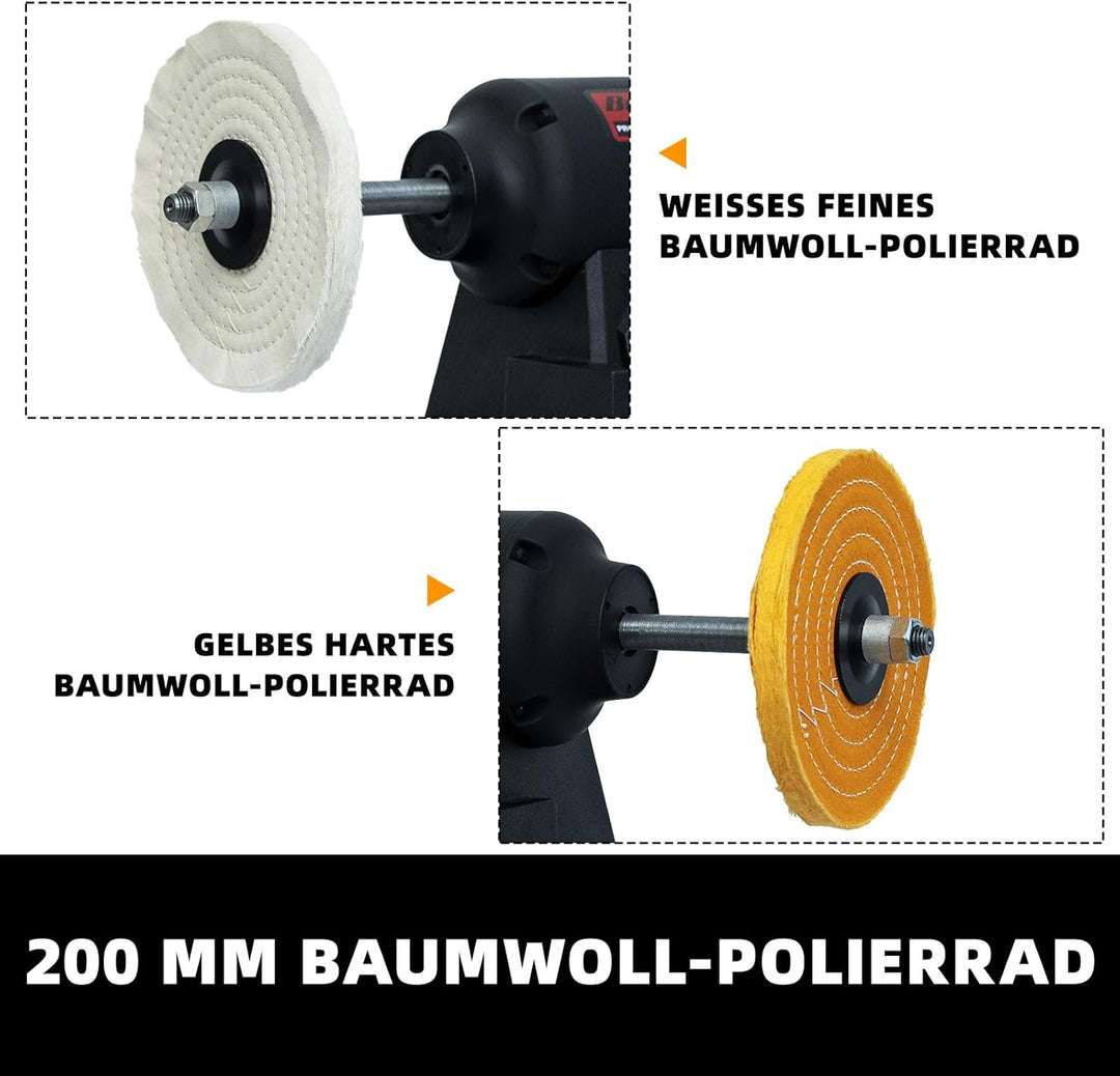 BUCKTOOL 750W Tischpoliermaschine mit VFD-Motor, 200-mm-Tischpolierkopf mit variabler Drehzahl, 900–
