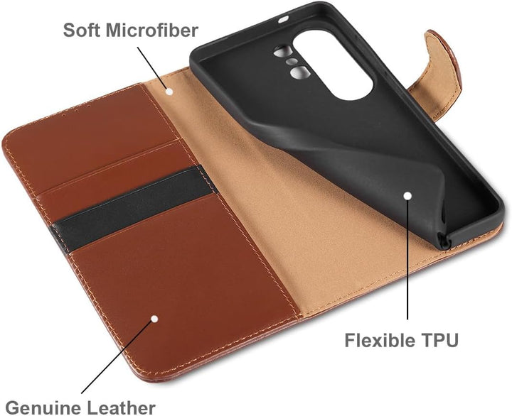 LENSUN Lederhülle für Samsung Galaxy S26 Ultra, Handyhülle [Echtes Leder] [RFID Schutz] Echtleder Hü