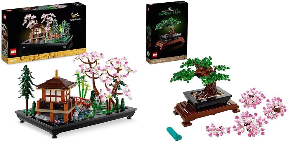 LEGO Icons Garten der Stille, Botanical Zen-Garten-Set für Erwachsene mit Lotusblumen & Icons Bonsai