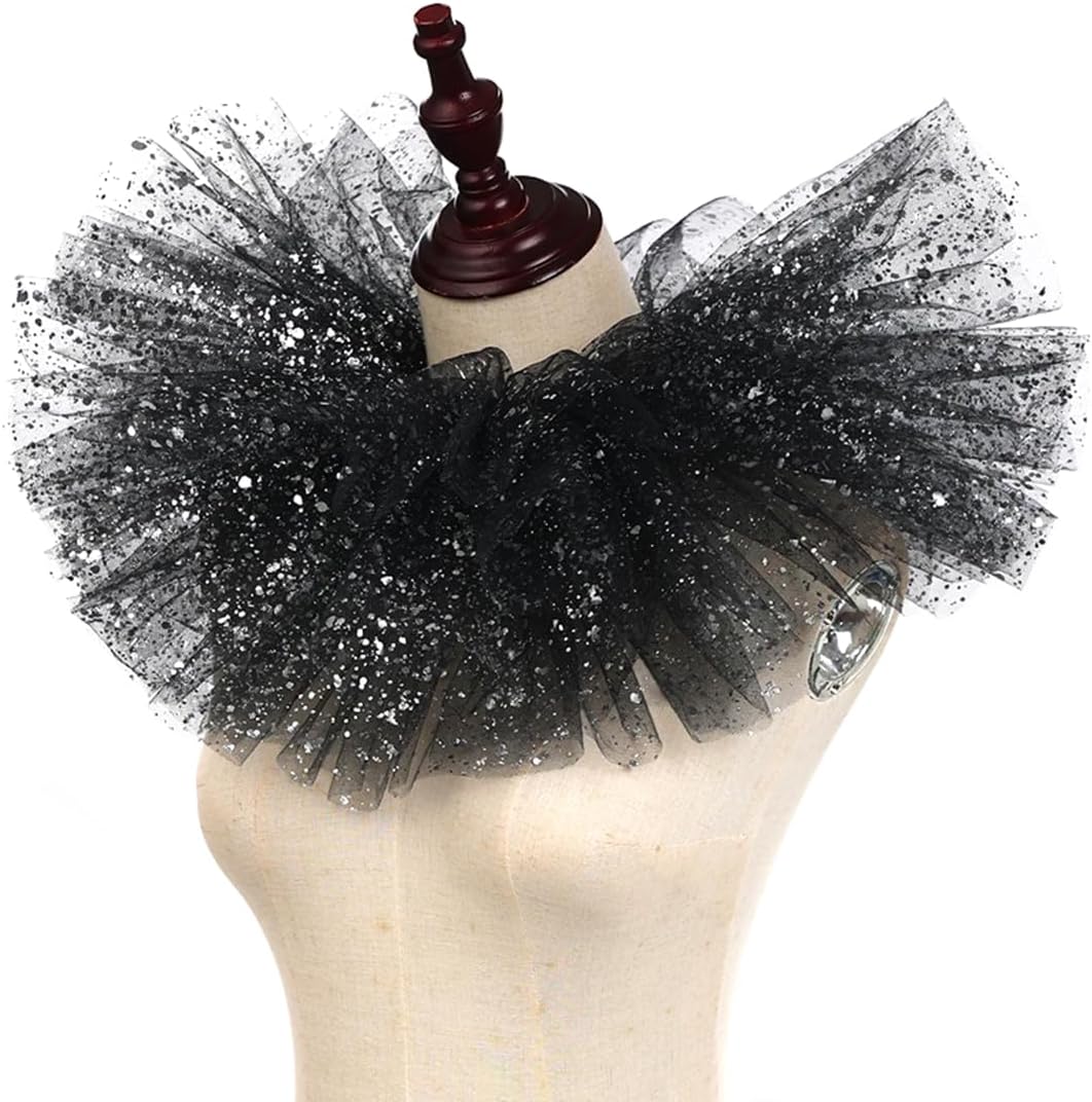 Gerüschter Tüllkragen, Viktorianischen Neck Tüll, Clownkragen, Kragen im Renaissancestil, flauschig