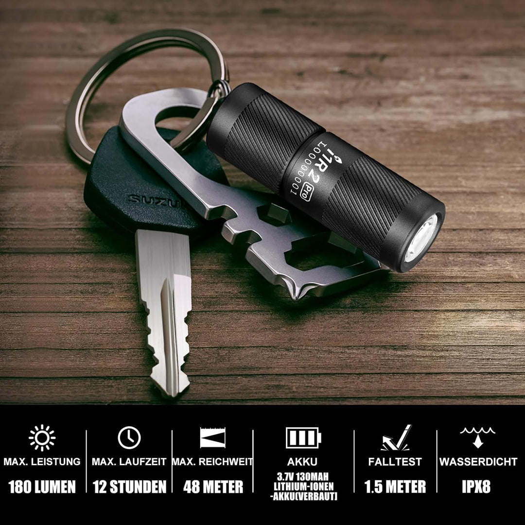 OLIGHT I1R II Pro EOS Mini LED Taschenlampe 180 Lumen Superhelle USB-Aufladbare Taschenlampe Schlüss