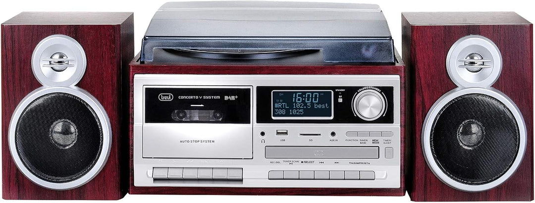 Trevi TT 1072 DAB Bluetooth-Stereo-Plattenspieler mit digitalem DAB/DAB+-Empfänger, Encoding-Funktio